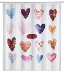 Zasłonka prysznicowa LOVE z printem, 12 pierścieni, 180 x 200 cm, WENKO