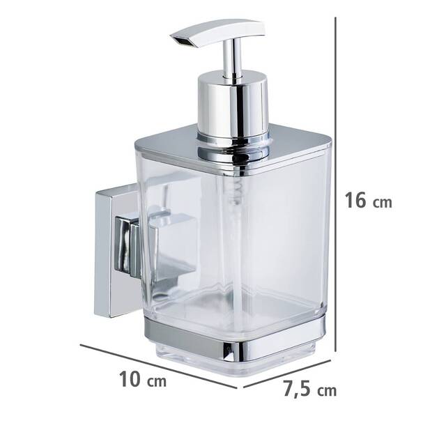 Dozownik do mydła QUADRO,Vacuum-Loc stal nierdzewna - 340 ml, WENKO