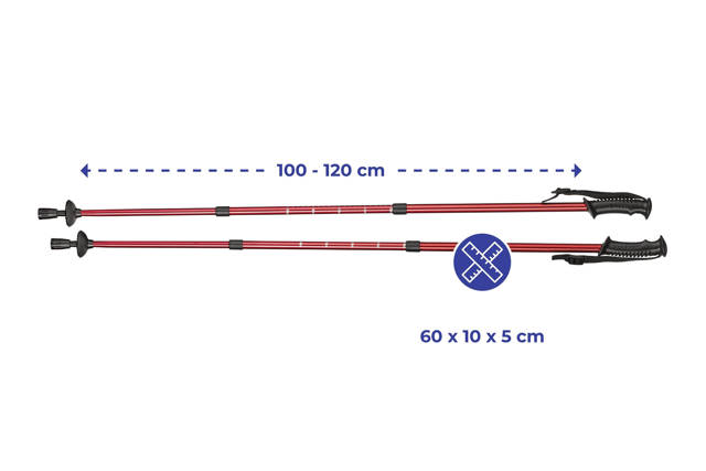 Kije trekkingowe składane, 60 -120 cm