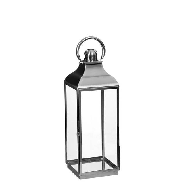 Lampion dekoracyjny szklany INOX, 3 sztuki w komplecie