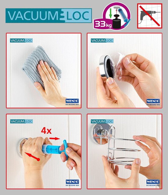 Narożna półka łazienkowa BARI, Vacuum-Loc - stal chromowana, WENKO