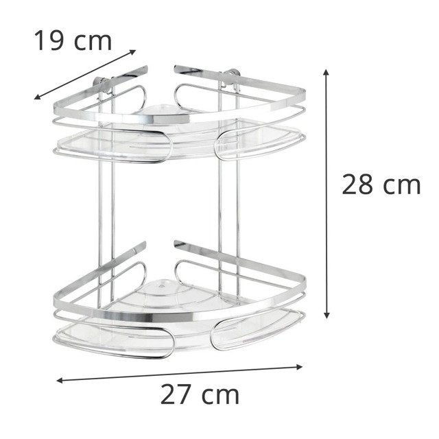 Narożna półka łazienkowa PREMIUM, 2 poziomy - stal nierdzewna, WENKO