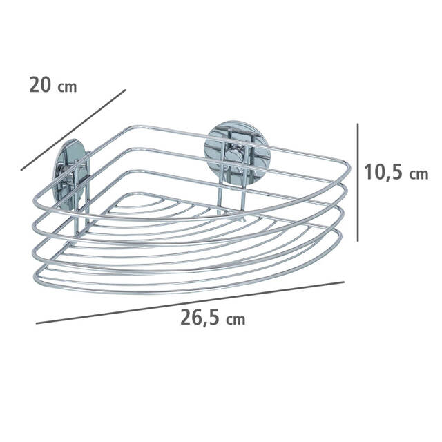 Narożna półka łazienkowa, koszyk Turbo-Loc - stal chromowana