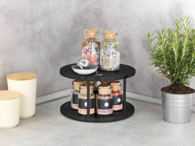 Organizer do kuchni na blat LAZY SUSAN, dwupoziomowy, metalowy, 26,5 x 15,5 x 26,5 cm, WENKO