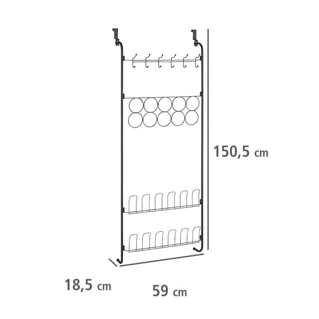 Organizer wiszący na buty i odzież, zawieszany na drzwi, 59 x 150,5 x 18,5 cm, WENKO