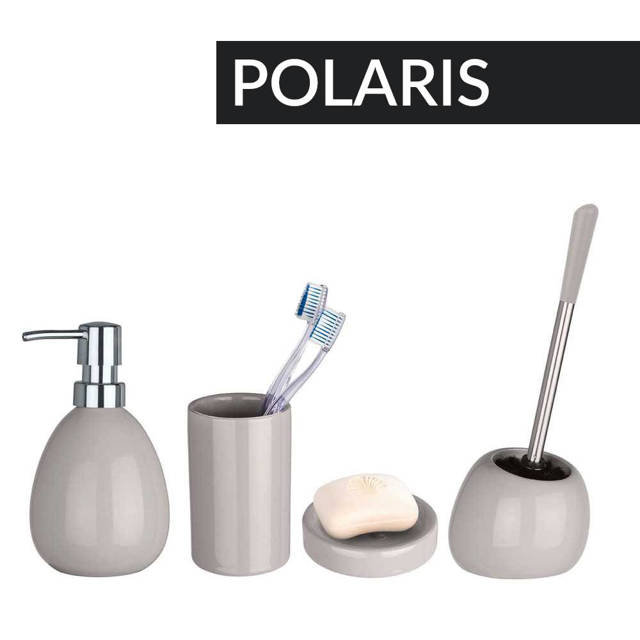 Pojemnik na szczotkę POLARIS PASTEL GREY + szczotka WC, WENKO