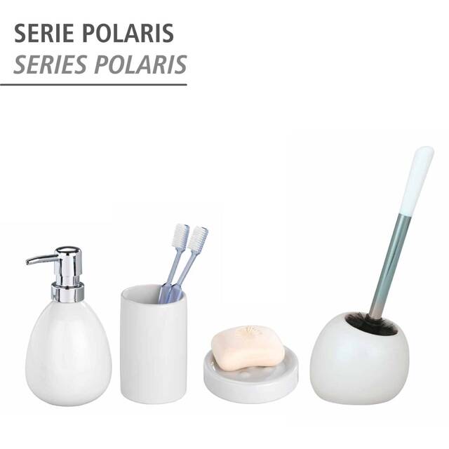 Pojemnik na szczotkę POLARIS WHITE + szczotka WC, WENKO