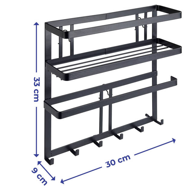 Półka wisząca czarna z miejscem na papier kuchenny,montaż bez wiercenia, WENKO