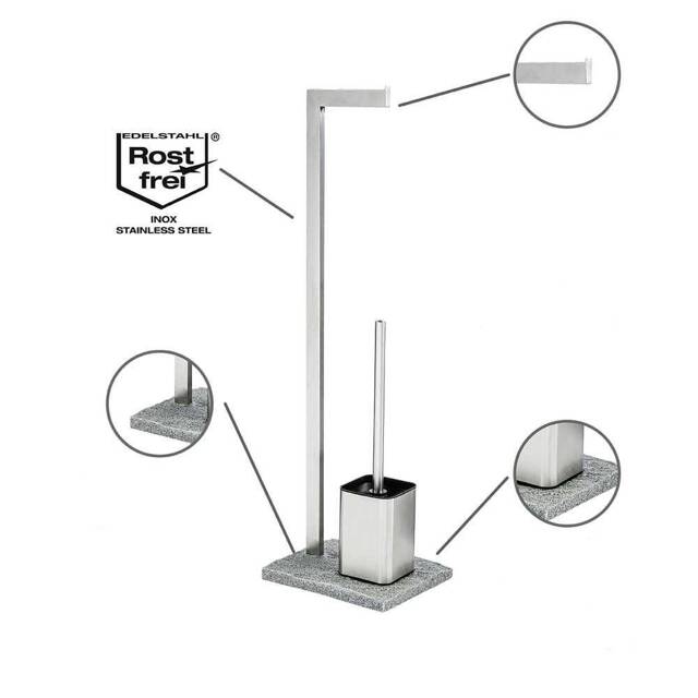 Stojak na papier toaletowy i szczotkę do WC, GRANITE - 2 w 1, WENKO