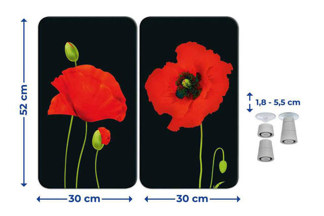 Szklane płyty ochronne MAKI na kuchenkę – 2 sztuki