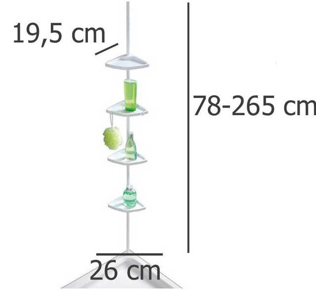 Teleskopowa, narożna półka łazienkowa pod prysznic, 4 poziomy, WENKO