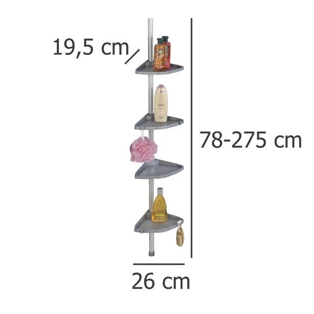 Teleskopowa półka łazienkowa, narożna - 4 poziomy, WENKO