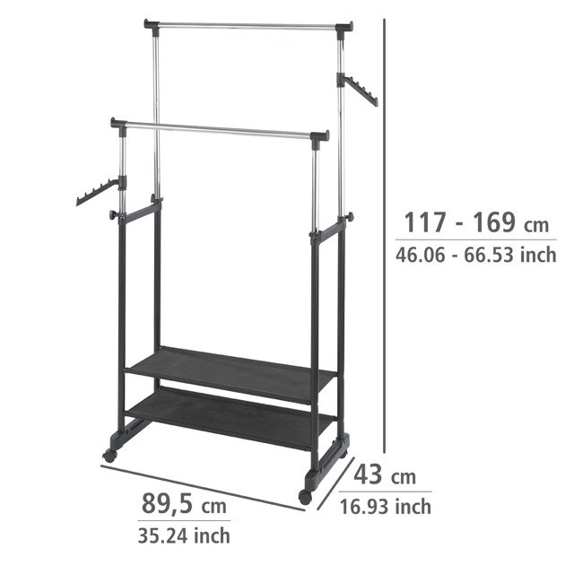 Teleskopowy wieszak na ubrania - szafa na kółkach, WENKO