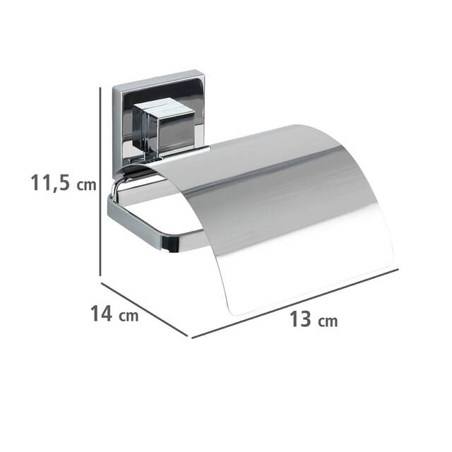 Uchwyt na papier toaletowy QUADRO, Vacuum-Loc - stal nierdzewna, 13x14cm, WENKO