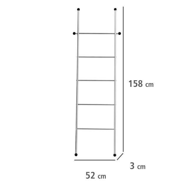 Wieszak łazienkowy w formie drabinki, stojak stalowy z 5 poziomami i 2 dodatkowymi zaczepami - 158 x 52 cm, WENKO