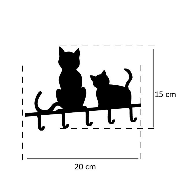 Wieszak na klucze KOTY - 5 haczyków w komplecie