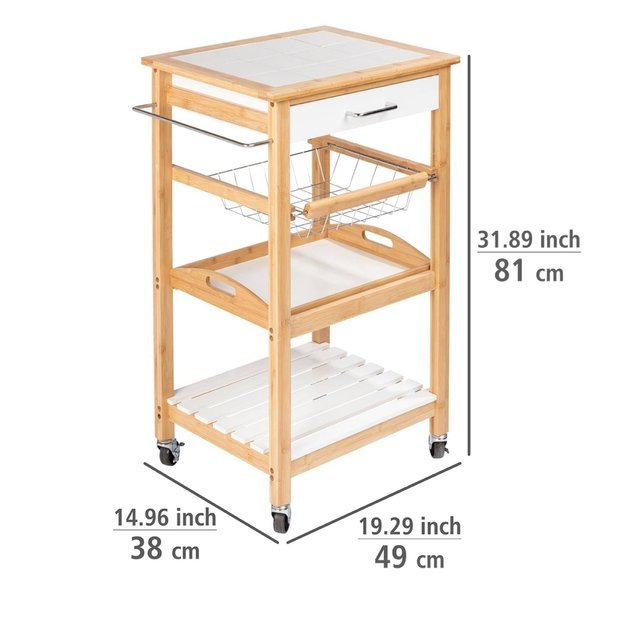 Wózek kuchenny na kółkach FINJA, drewno bambusowe + MDF, WENKO